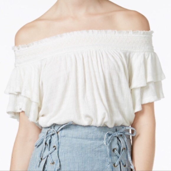 Free People Tops - Free People off the shoulder white ruffled top S.